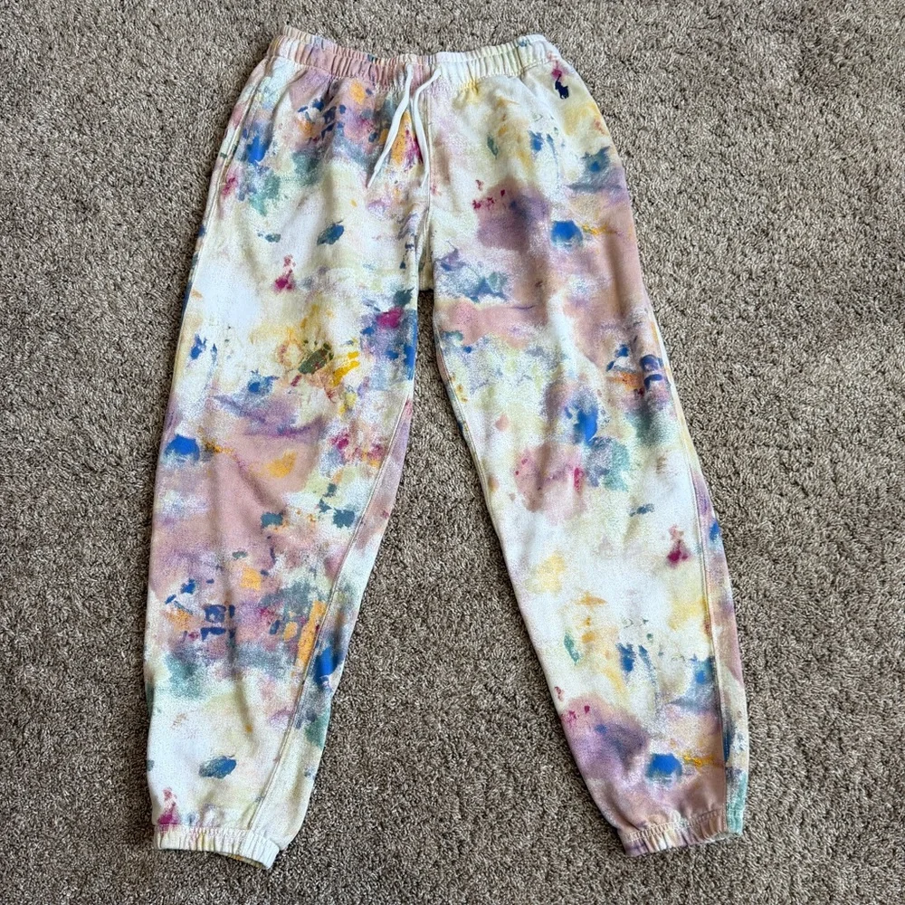 Polo Ralph Lauren Multicolor Paint Splatter Print Terry Jogger Sweatpants Small